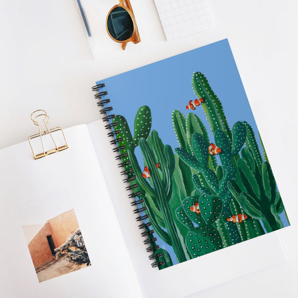 Clowns in the Cacti Blue Spiral Bound Notebook