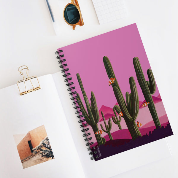 Clowns in the Cacti Pink Spiral Bound Notebook
