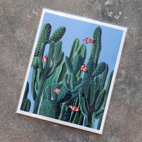 Clowns in the Cacti: Blue Limited Edition Print