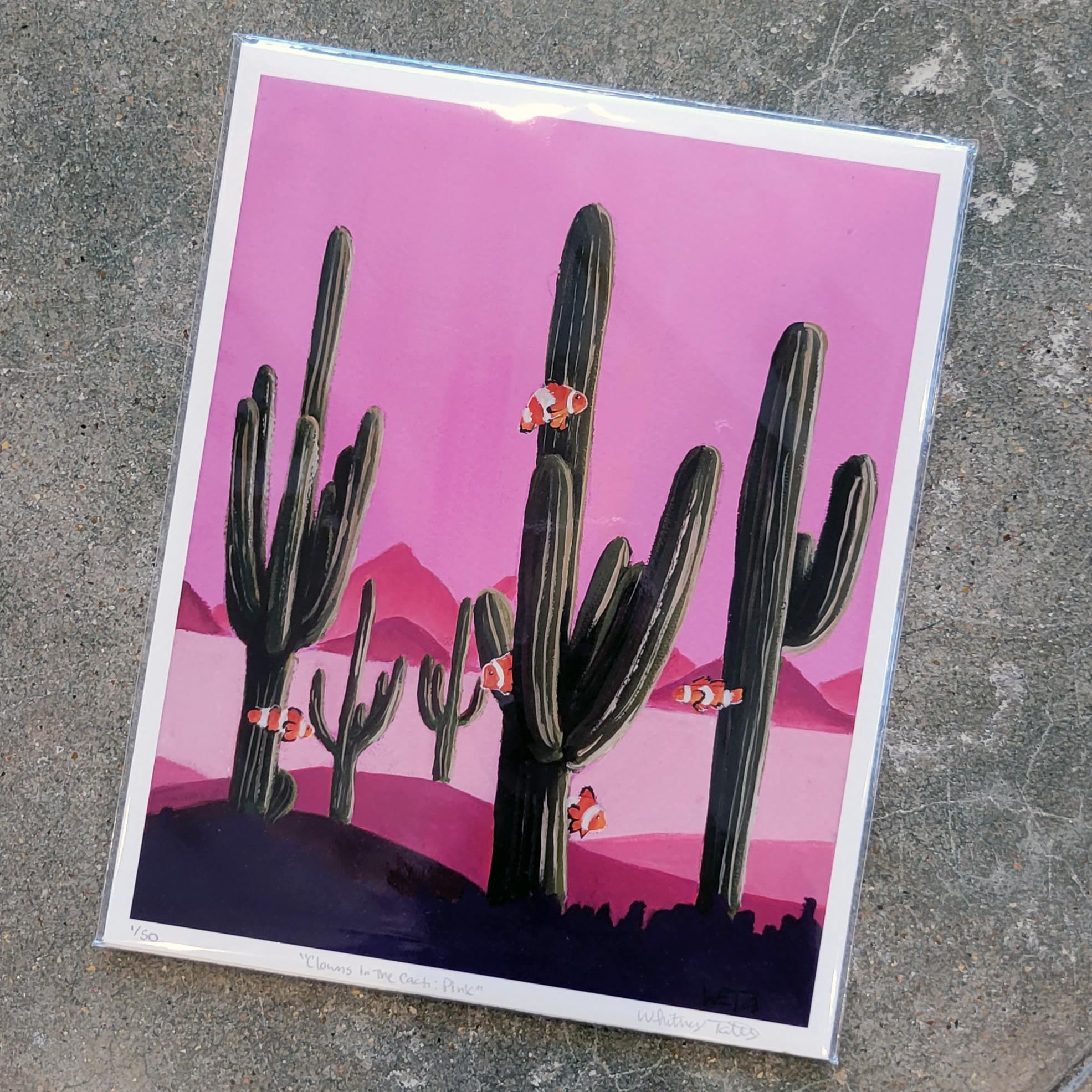 Clowns in the Cacti: Pink Limited Edition Print