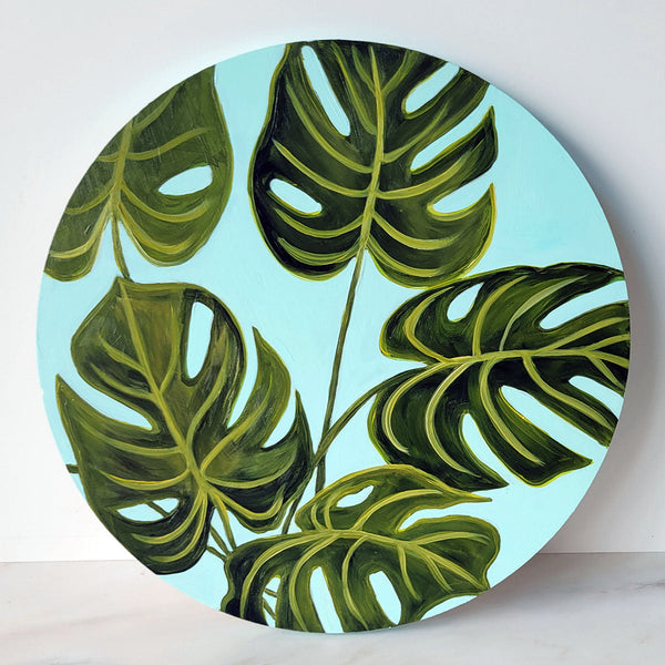 Blue & Green Monstera Plants Art Paper Prints