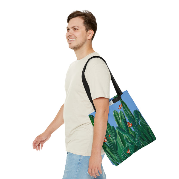 Clowns in the Cacti Blue Tote Bag