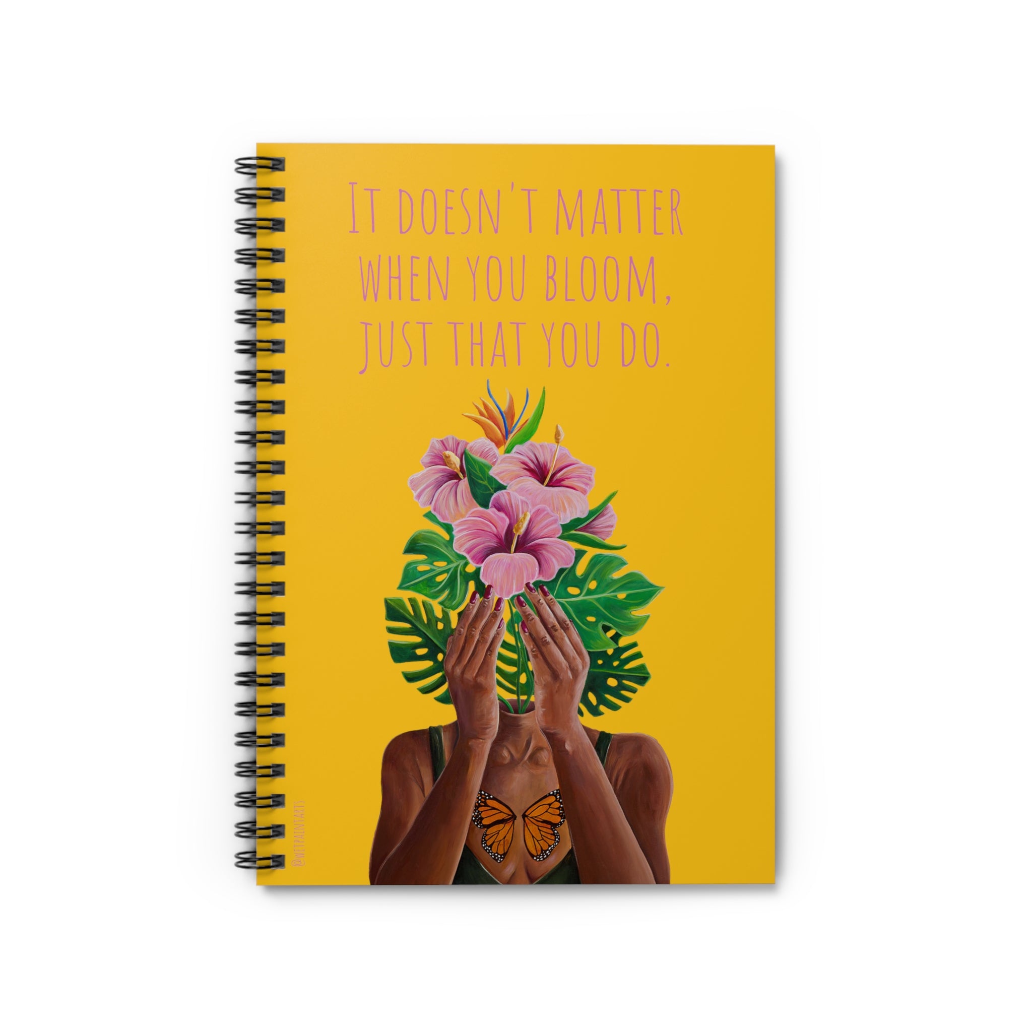 It Doesn't Matter When You Bloom Spiral Bound Notebook (Golden)