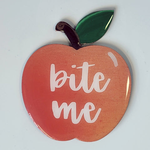 3" Hand-Crafted Bite Me Peach Magnet
