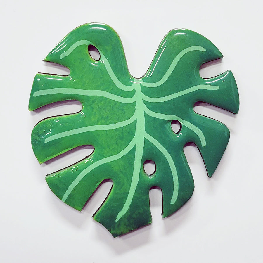3" Hand-Painted Monstera Leaf Magnet
