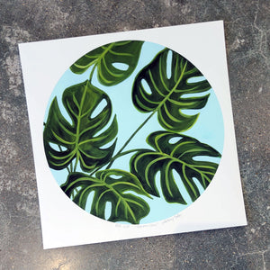 Blue & Green Monstera Plants Art Paper Prints
