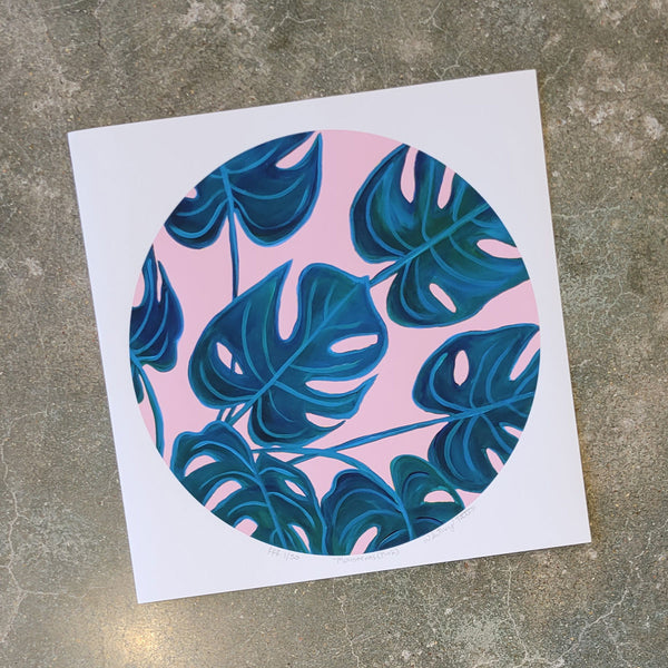 Pink & Blue Monstera Plants Limited Edition Print
