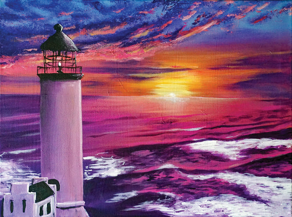 Purple Sunset on a Lighthouse